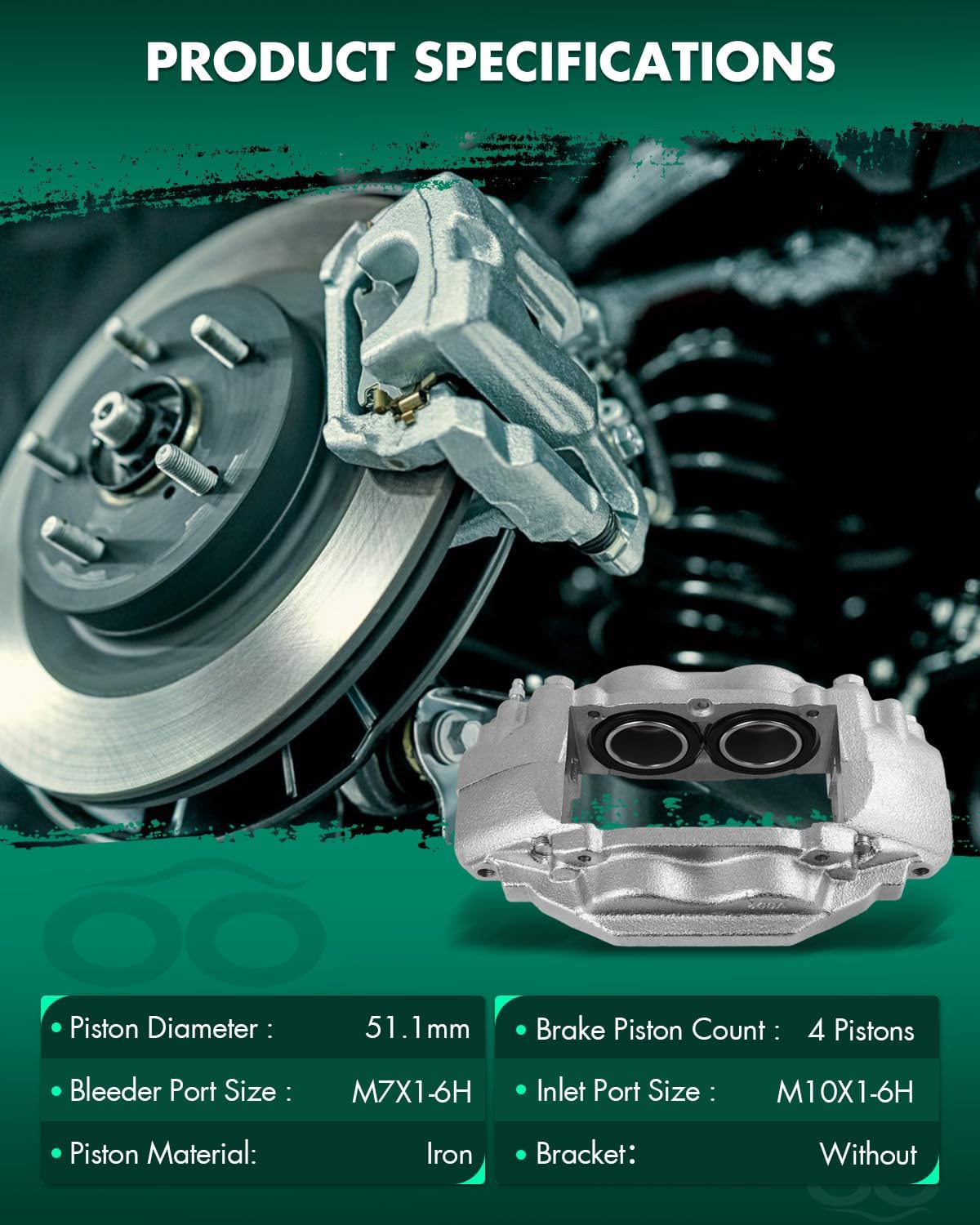 SCITOO Front Left Brake Caliper Without Bracket 197343 Compatible For Toyota For Sequoia 2016-2022,For Toyota For Tundra 2016-2021