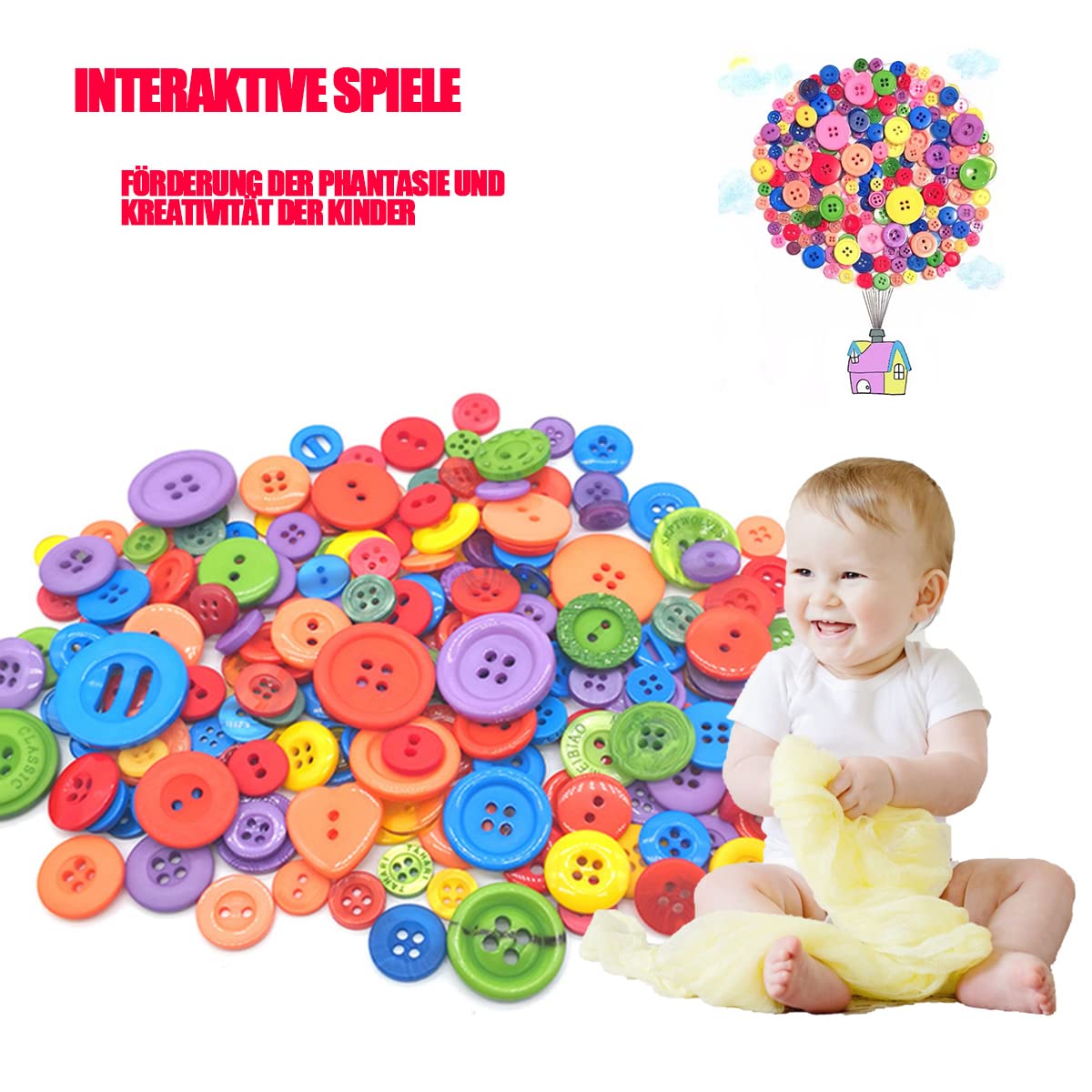 1000 Bottoni Colorati Misti - Resina, 0.7-1.5cm, 4 E 2 Fori | Per Cucito, Artigianato E Bambini