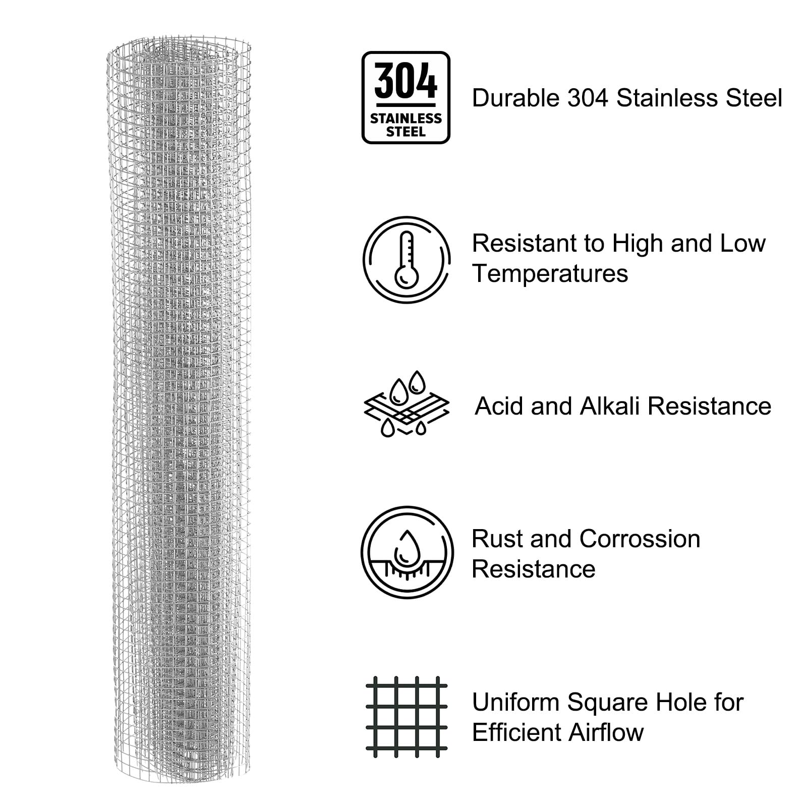 PATIKIL Grillage Métallique 15.8"x3.3ft, 1/4"(6mm) 20 Gauge Soudé 304 En Acier Inoxydable Rouleau de Treillis Métallique Clôture pour Jardin Animaux Clôture à Poulailler Enclos pour Lapins