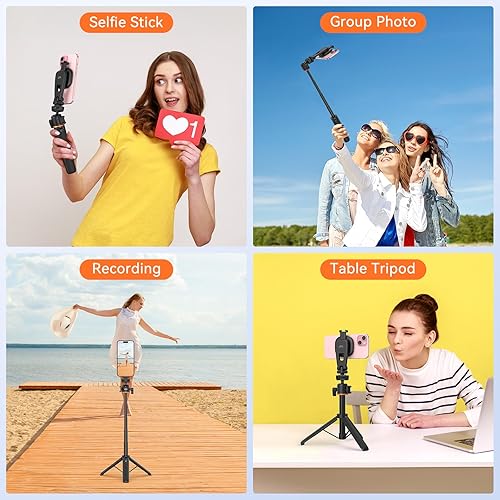 Miniatura 7 de VRIG - Trípode magnético para selfie stick compatible con MagSafe, soporte magnético extensible de 21.6 pulgadas para teléfono celular con control