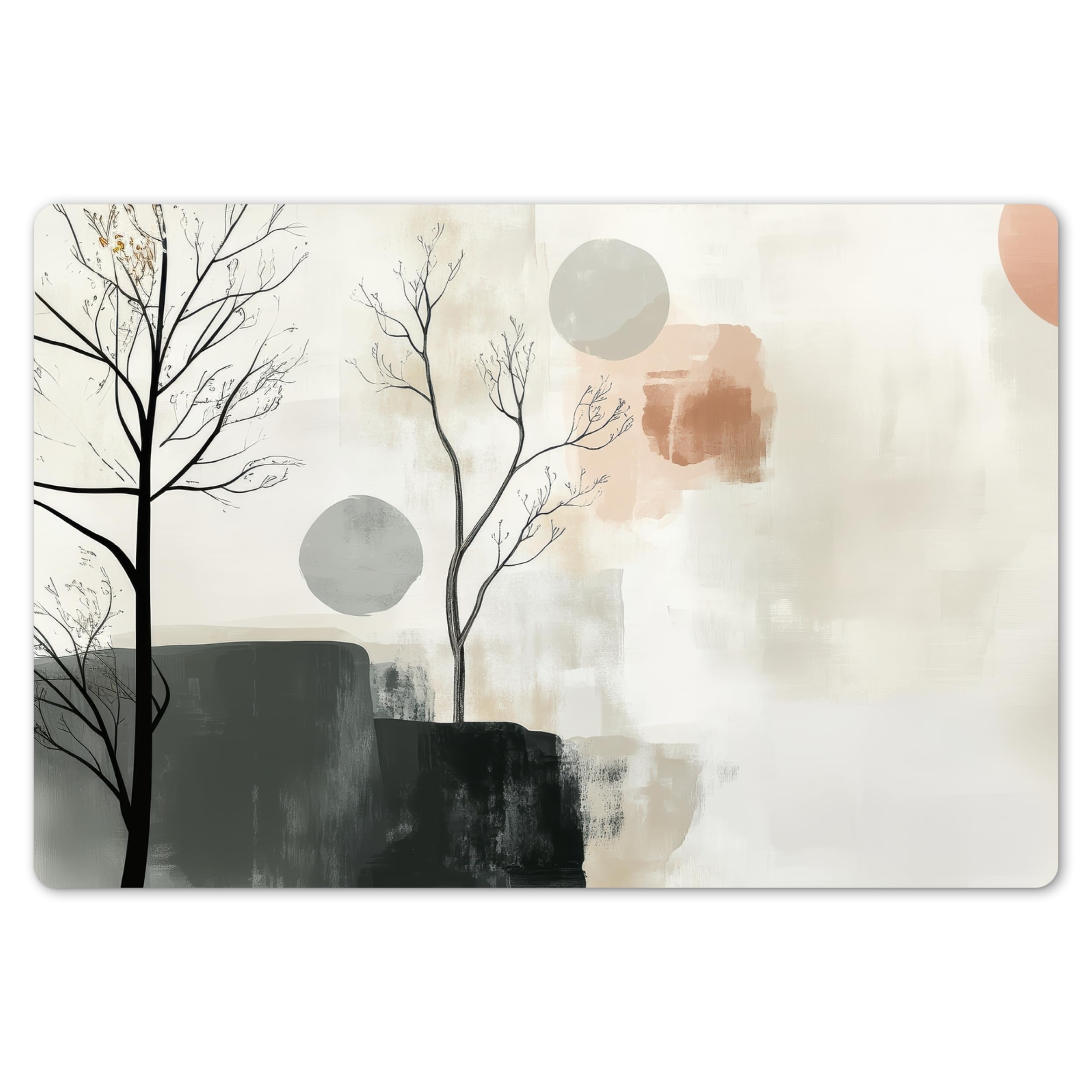 KitchenYeah© Place Mats 18"x12" / 45x30 cm Waterproof Sets Non Stick Wipe Clean Anti Slip Dinner Wipeable Placemats Table Mat Dinning Wabi sabi - Beige - Plant
