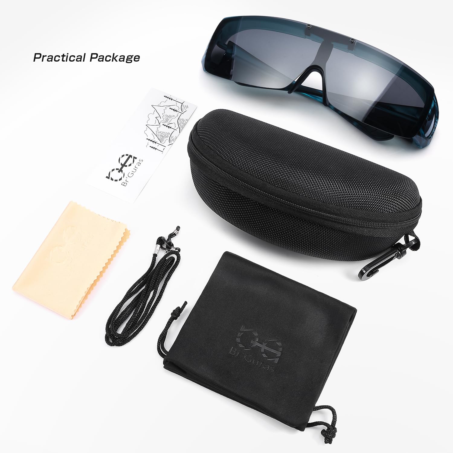 Br'Guras Fit Over Lunettes de soleil polarisées à verres rabattables pour homme et femme
