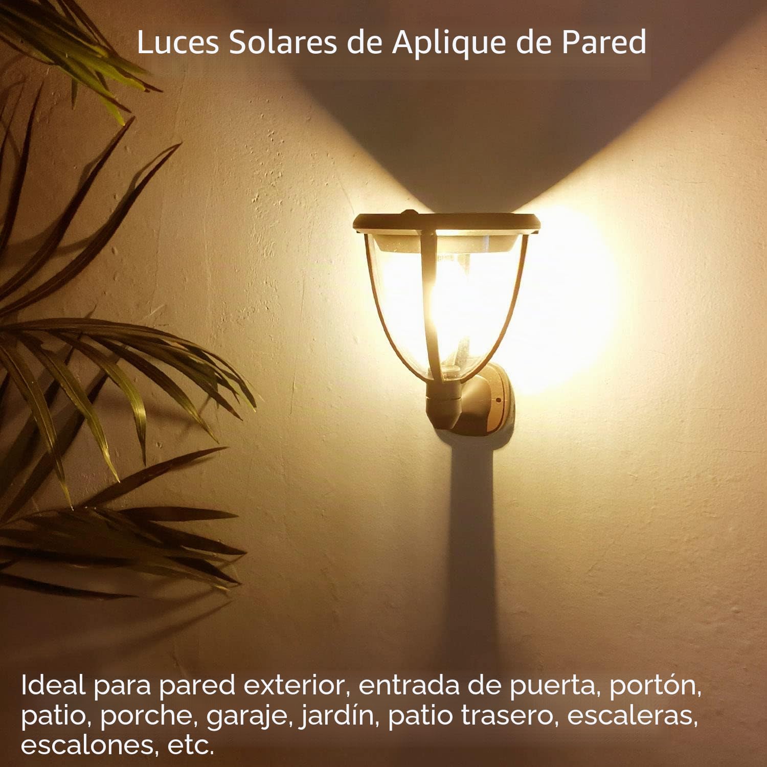 Juego de 2 Luz Solar Exterior Jardin, Luces Led Solares IP65 Impermeables | Alinana Aplique Solar Exterio con dos Modos de Brillo rcon Iluminación de 360° para Patio y Garaje (Blanco Cálido 2700K)