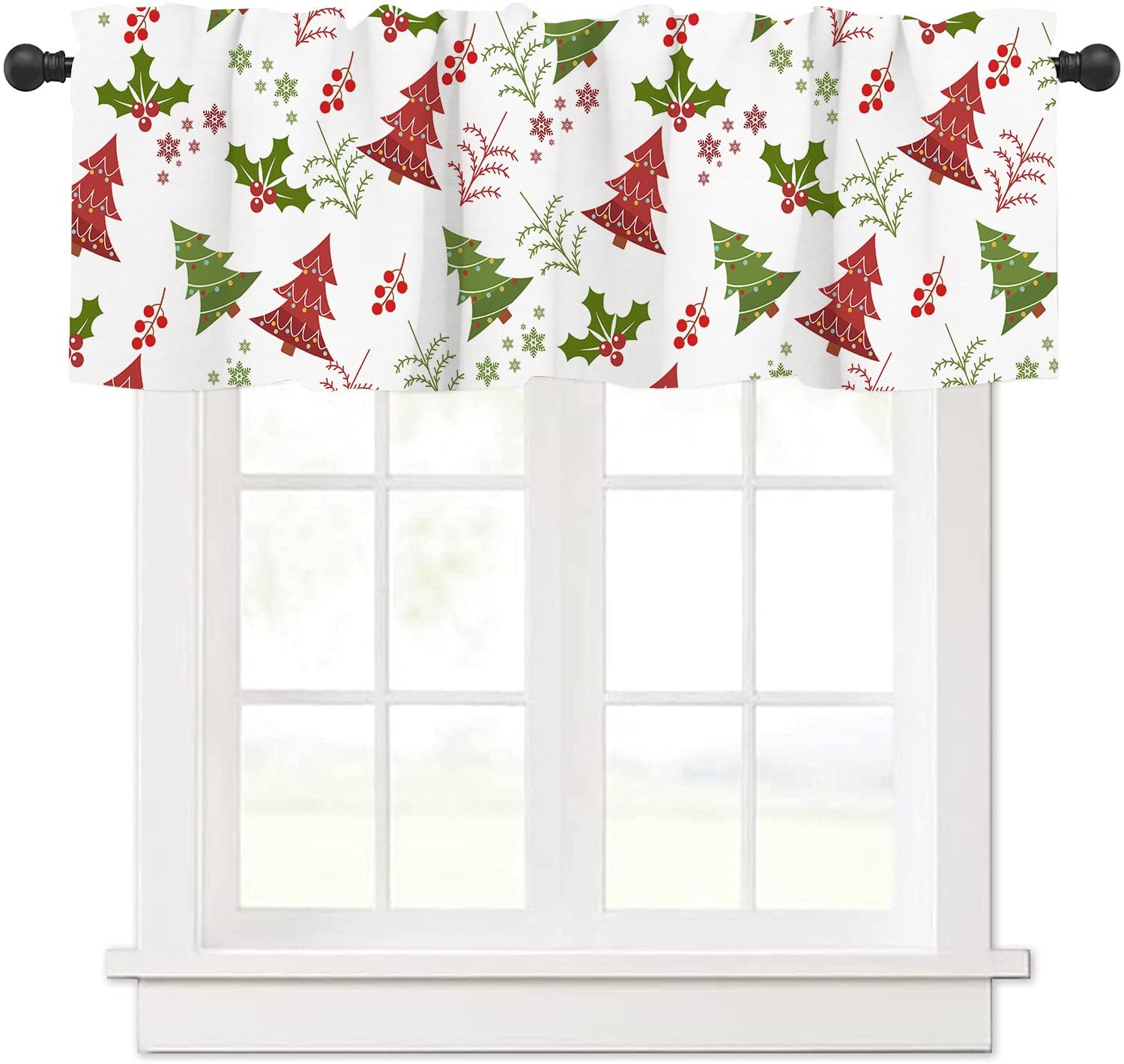 Gaakvrr Christmas Valance Curtains for Windows, Pinecone Decor Kitchen Valances for Windows Heat Insulated, Window Treatments for Kitchen Bathroom Bedroom 45x135cm（18x54 Inch）