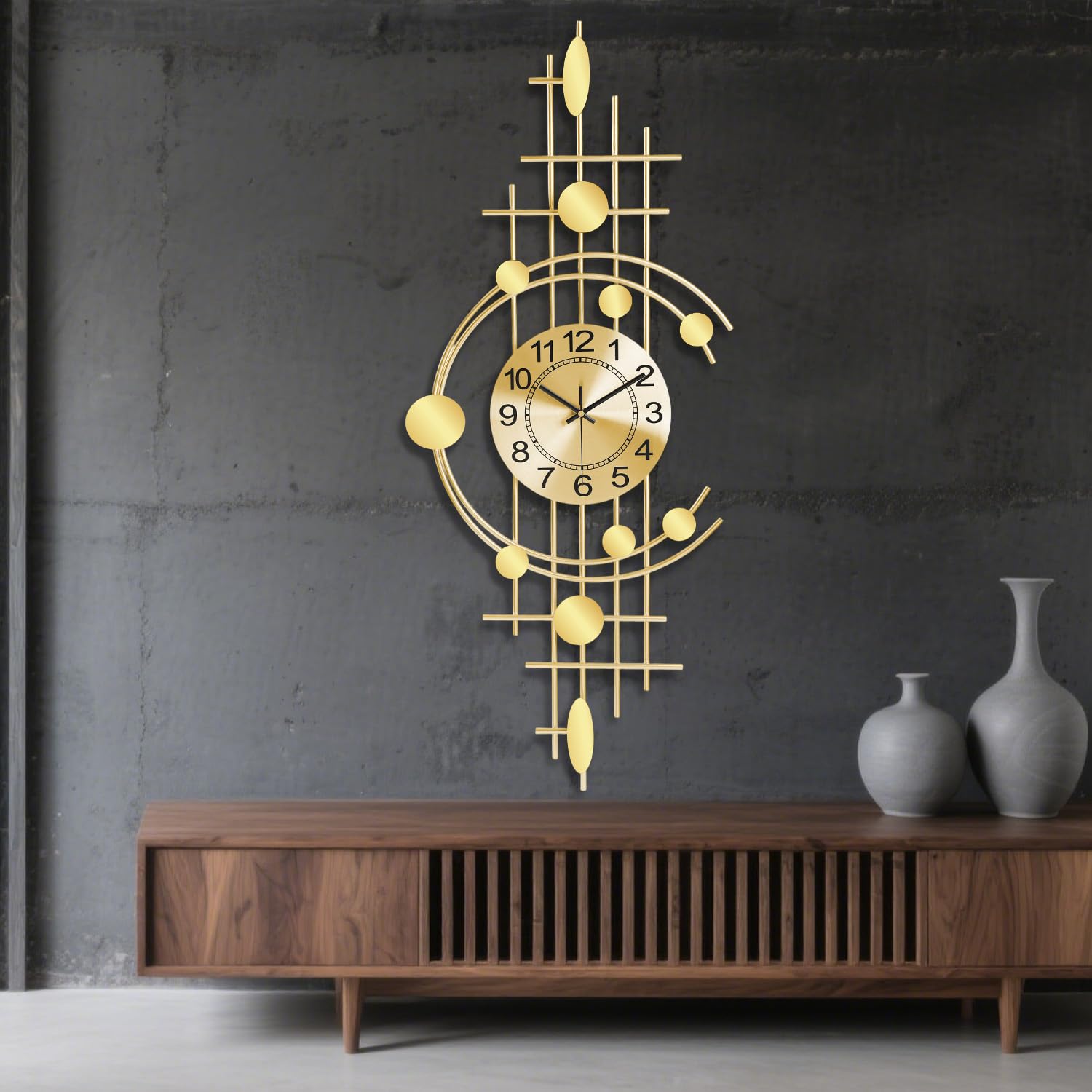 Horloge murale pour salon, silencieuse, à quartz de qualité, fonctionne avec piles, en métal doré, grande horloge murale décorative pour cuisine, maison, salle de bain, chambre à coucher
