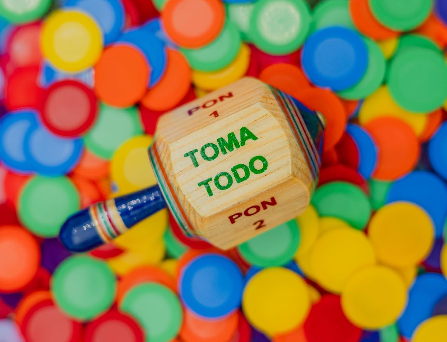 ELIASM Pirinola Toma Todo Pirinola Mexicana de Madera - 4 inch Traditional Mexican Wooden Spinning Top Put and Take Game Juegos Mexicanos de Mesa Adult Party Fiesta