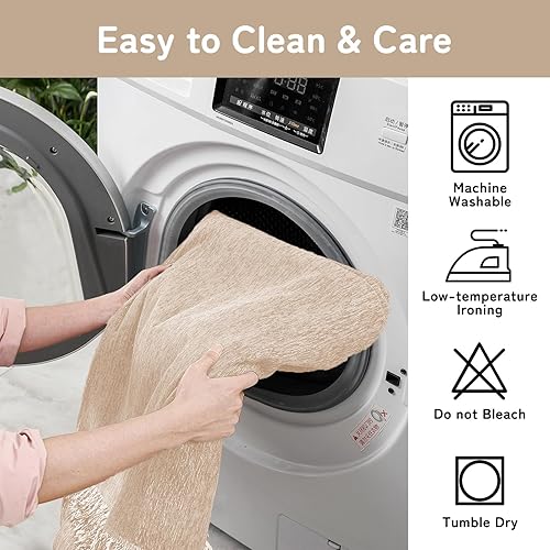 Miniatura 29 de HANDONTIME fundas de sofá beige para sofá, fundas boho de jacquard y corduroy para perros, funda de sofá de felpilla para perros, protector suave