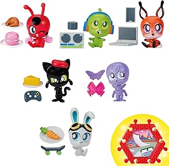 Miraculous Bandai Ladybug And Cat Noir Shack Stack Surprise Box With Figurine | Collectible Kwami Figure with 2 Accessories | 6 Themed Environments to Collect | Blind Box Only 1 Figure Per Each Box