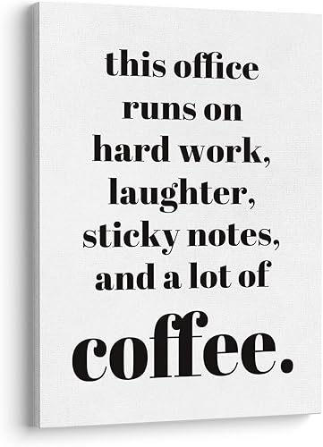 XWELLDAN Arte de pared con texto en inglés This Office Runs on Hard Work, arte de pared con texto en inglés This Office Runs on Hard Work (This