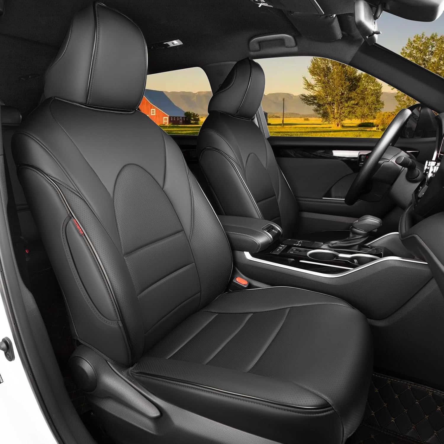 HKZ Custom Fit Grand Highlander Seat Covers for Toyota Grand Highlander 2024 2025 2026, 7-Seater Captain Chairs, Full Set (3 Row), Black Leather