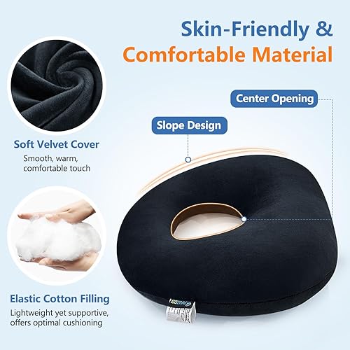 Miniatura 4 de KAAMOS Almohada de dona para hemorroides posparto, almohada de dona para alivio del dolor de coxis de coxis, cojines de asiento de dona para alivio