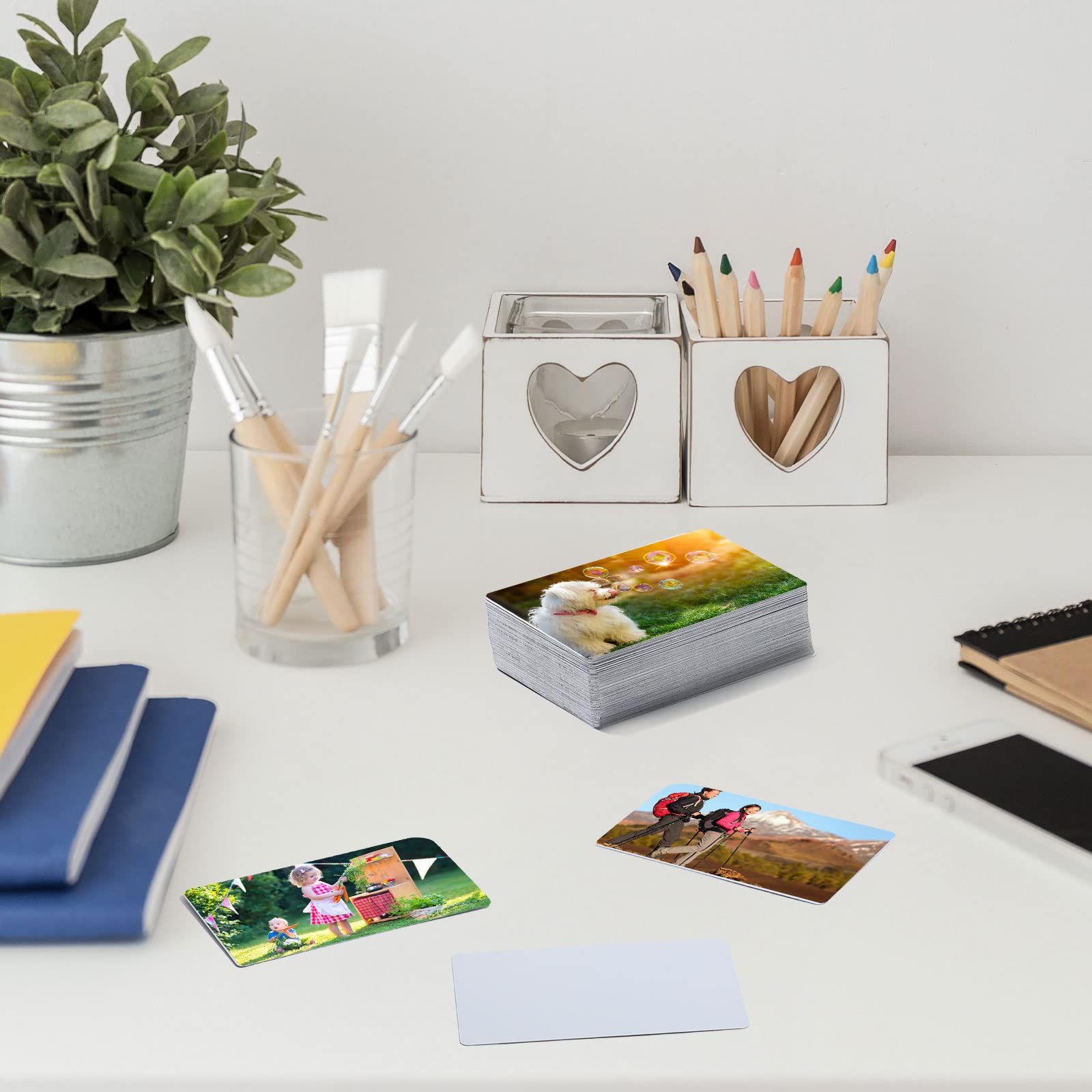 Kosiz 200 Stück Sublimationsdruck-Blanko-Visitenkarten, weißes Aluminium, Sublimation, Metall, Namenskarte, dick für individuelle Gravur, Druck, DIY, Geschenk, Namenskarte, 5,4 x 8,5 cm (0,02 Zoll)
