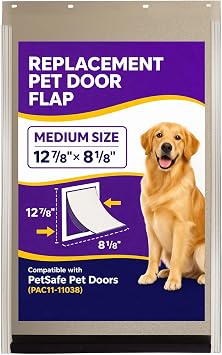Poweka PAC11-11038 Pet Door Replacement Flaps for Dogs and Cat, Doggy Doggie Pet Flap Replacement Doors Compatible with Pet-Safes,Size 12 7/8" x 8 1/8" Medium