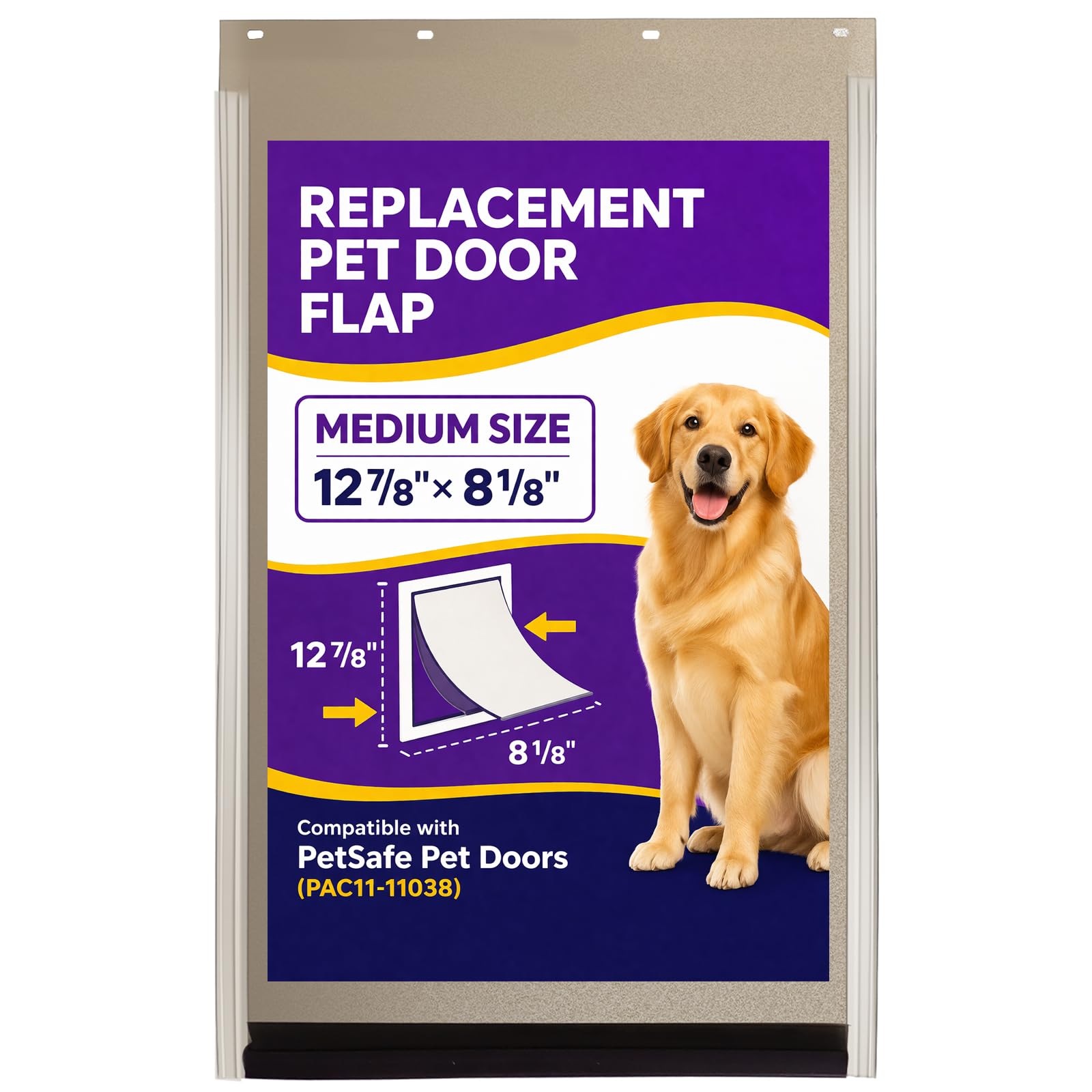 PAC11-11038 Dog Door Replacement Flaps Medium for Dogs and Cat, Doggy Doggie Pet Flap Replacement Doors Compatible with Pet-Safes, Size 12 7/8" x 8 1/8"
