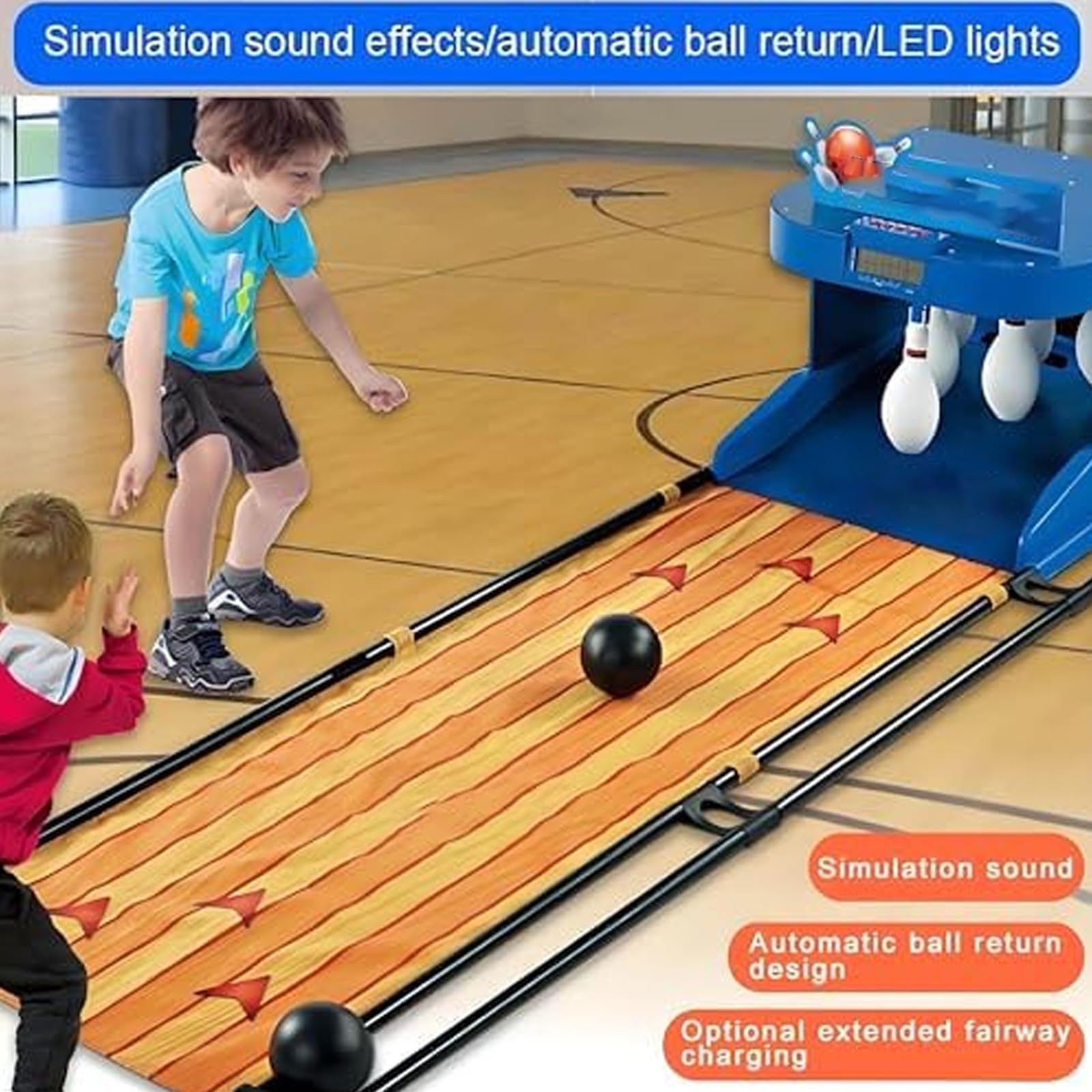 Console Elettronica da Bowling per Interni con Tabellone Segnapunti A LED, Azzeramento Automatico E Illuminazione, Divertimento per Bambini E Adulti, 3,5 M/11 Piedi - Lesperienza di Bowling