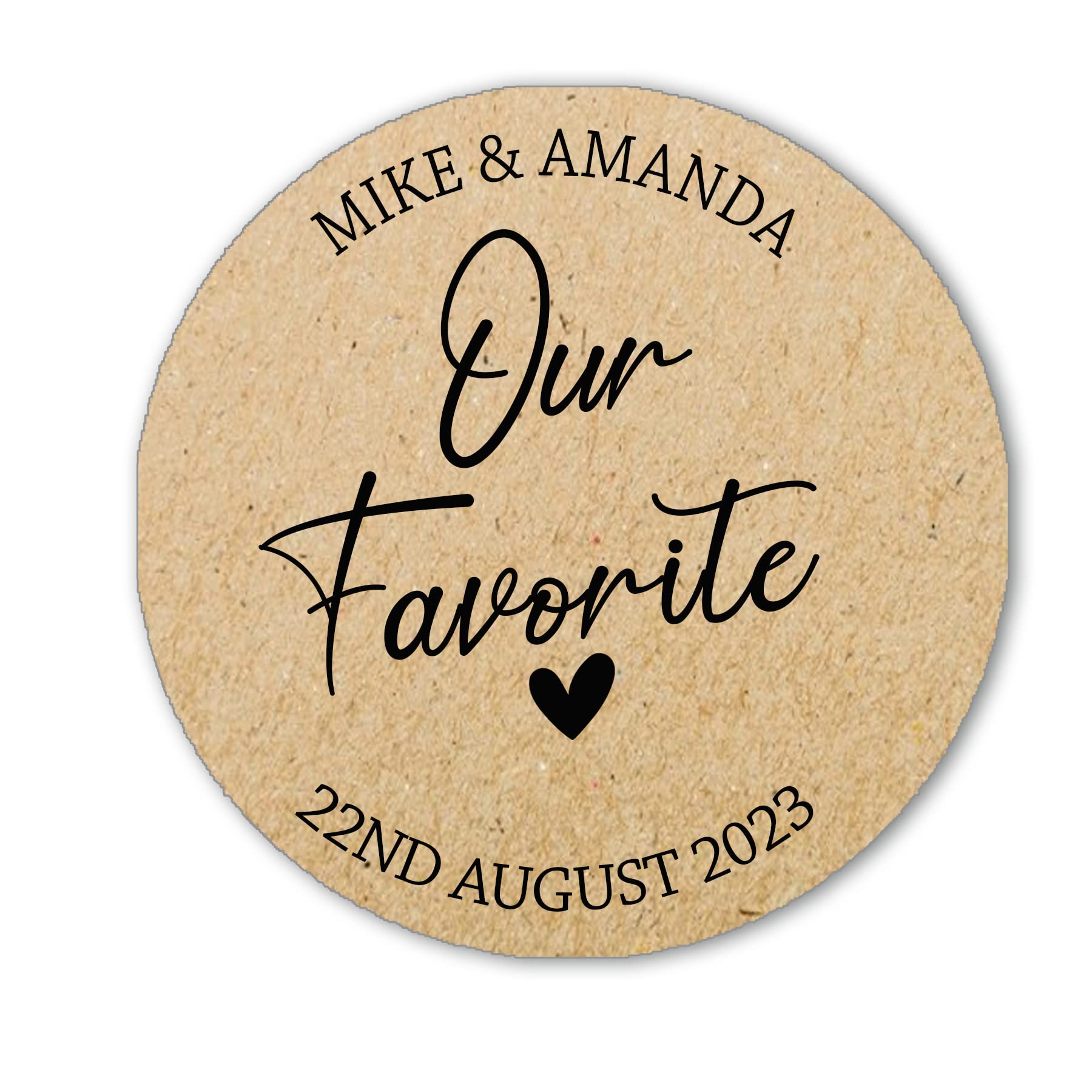 His & Her Favourite Sticker, Party Favour Stickers, His Favorite Label, His Favour Labels, Favor Stickers, Party Bag Label - Our FAV - 24 Kraft (45mm)