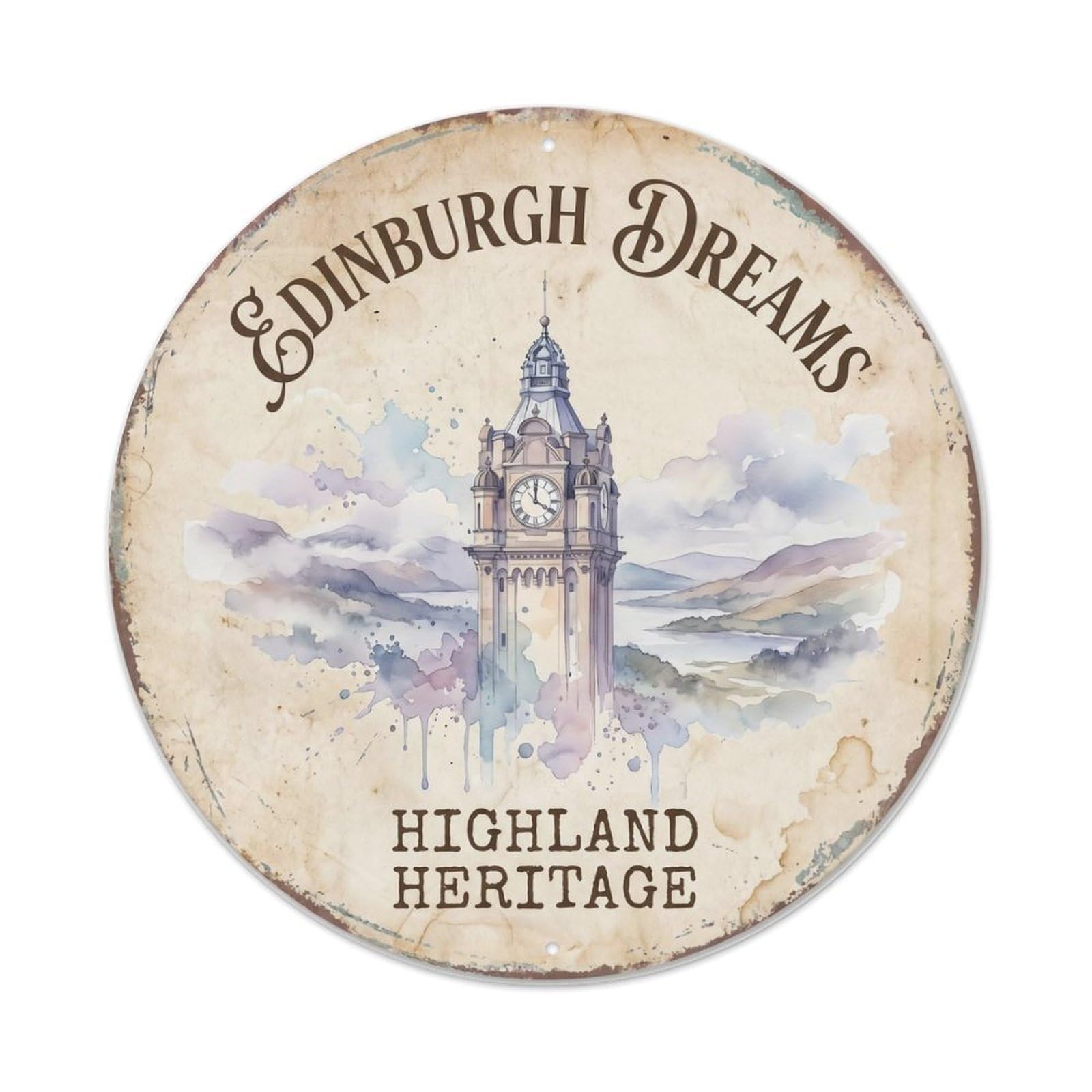 Vintage Travel Edinburgh Tower Scotland Metal Tin Sign