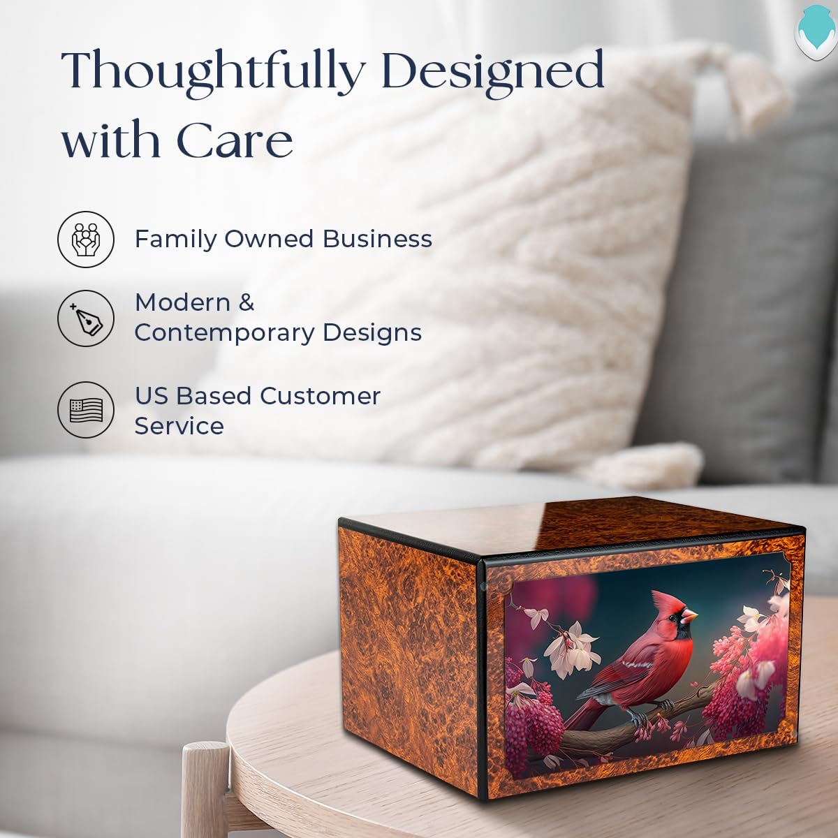 GetUrns - Red Cardinal Wooden Urn for Ashes Adult Male I Decorative Memorial Urn box for female and Men I Funeral Wood Urn for ashes I 210lbs