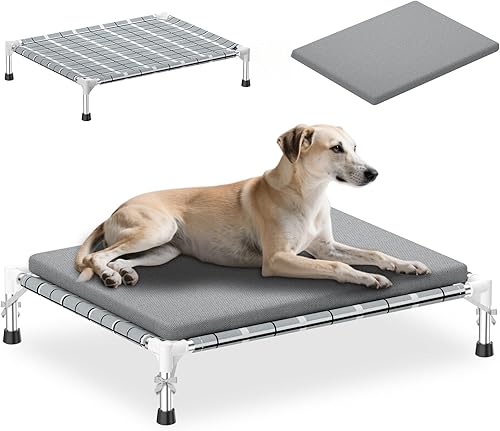 Miniatura 10 de Cama elevada elevada para perros al aire libre – Cama de cuna para perros con patas antideslizantes Cama hamaca para perro con marco de acero