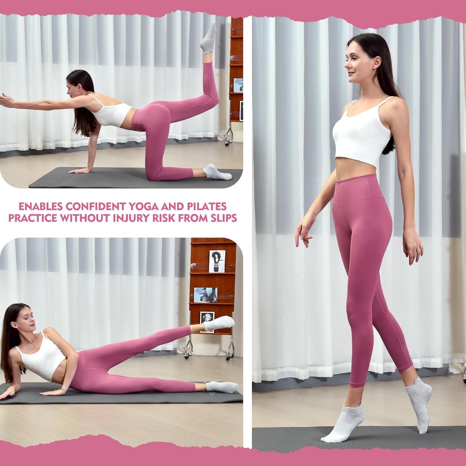 Walifrey Grip Pilates Socks, Yoga Socks with Grips for Women Non Slip - Image 4
