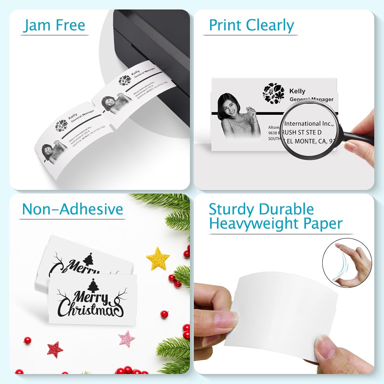 2 Roll (300 Label/Roll) Compatible for Dymo LabelWriter 30374 2'' x 3-1/2'' Non-Adhesive White Business Card, Small Blank Cardstock Cards, Small Thick Paper Note Cards