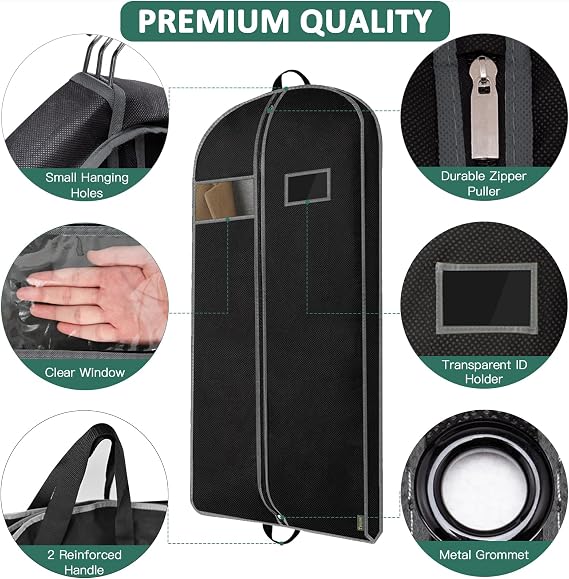 BALEINE Heavy Duty Garment Bag with Shoe Storage(60) + Foldable Garment Bag for Travel