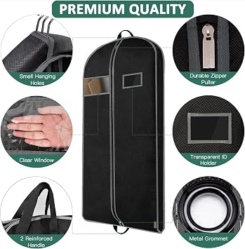 BALEINE Heavy Duty Garment Bag with Shoe Storage(60) + Foldable Garment Bag for Travel