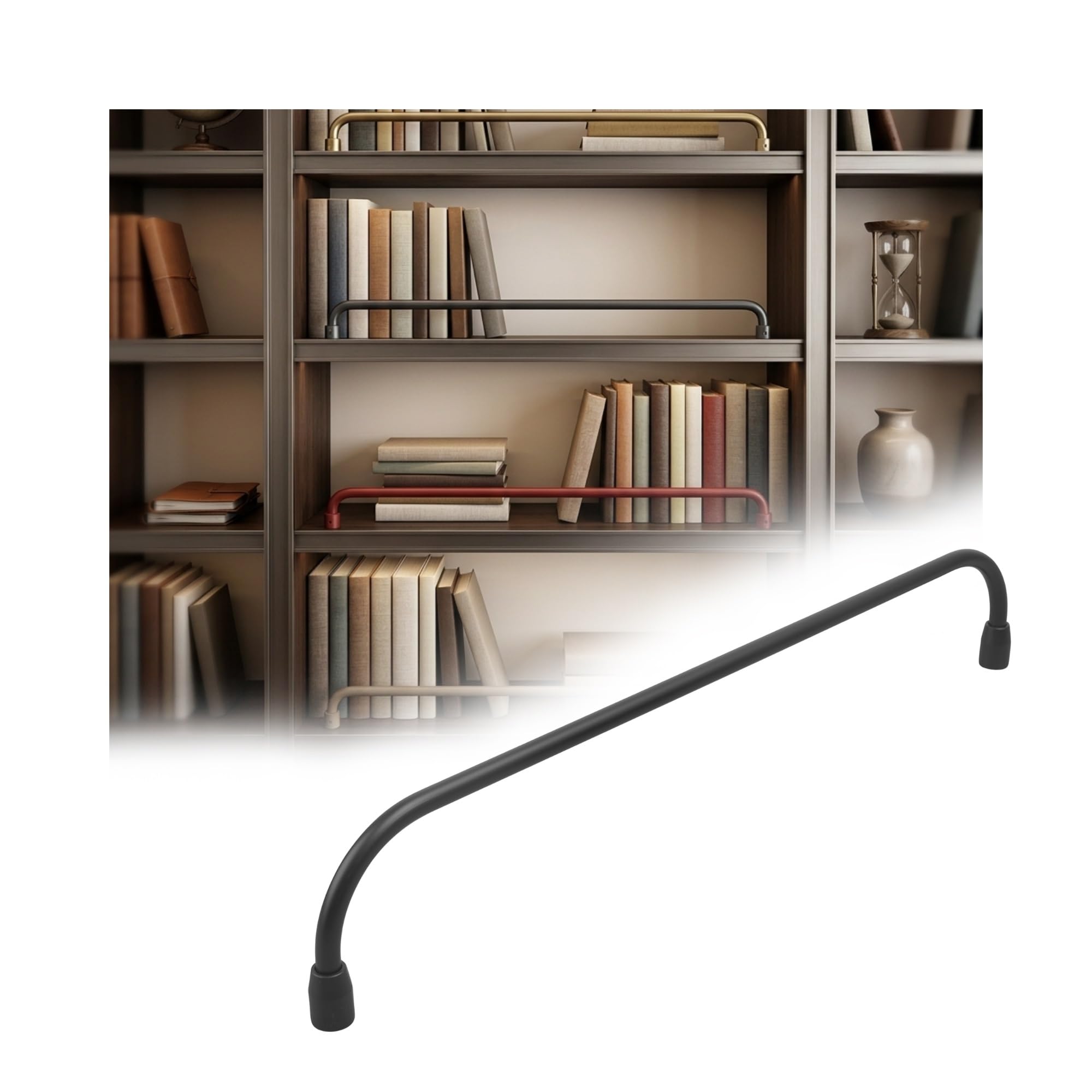 NIUSABOU Aluminum Shelf Guard, Wall Mounted Brushed Aluminum Shelf Guard Rail, Multicolor, Multiple Sizes For Cabinet(Black,40in/102cm)