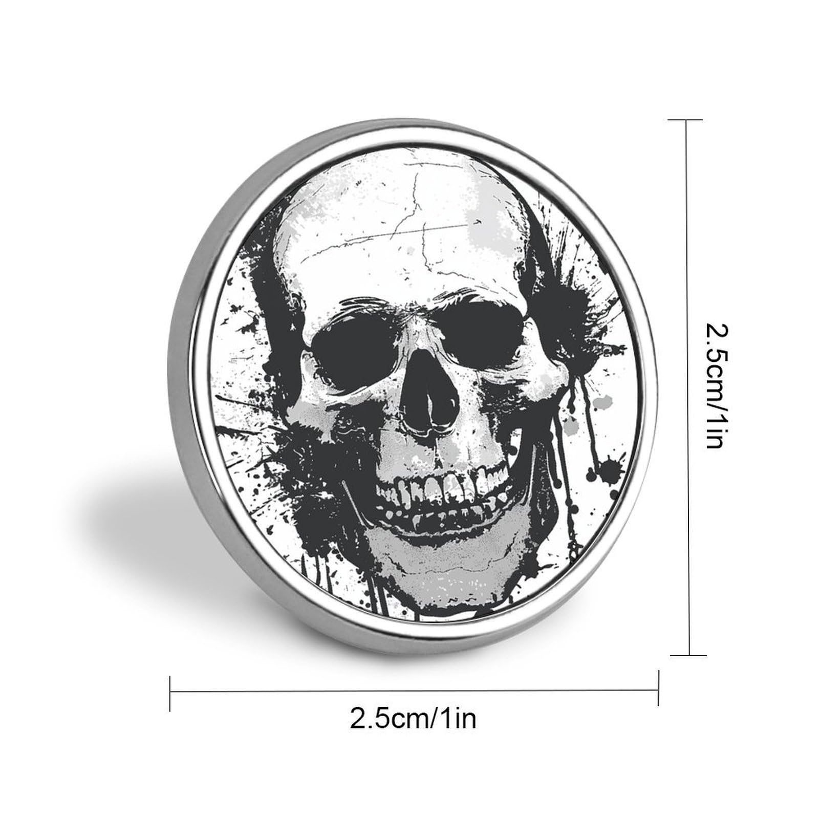 Aluminium Alloy Round Badge Brooch Pins for Men Simple Skull Graphic Brooches Elegant Pin for Women Fashion Button Badges Brooch Badge for Hats Jackets Shirts