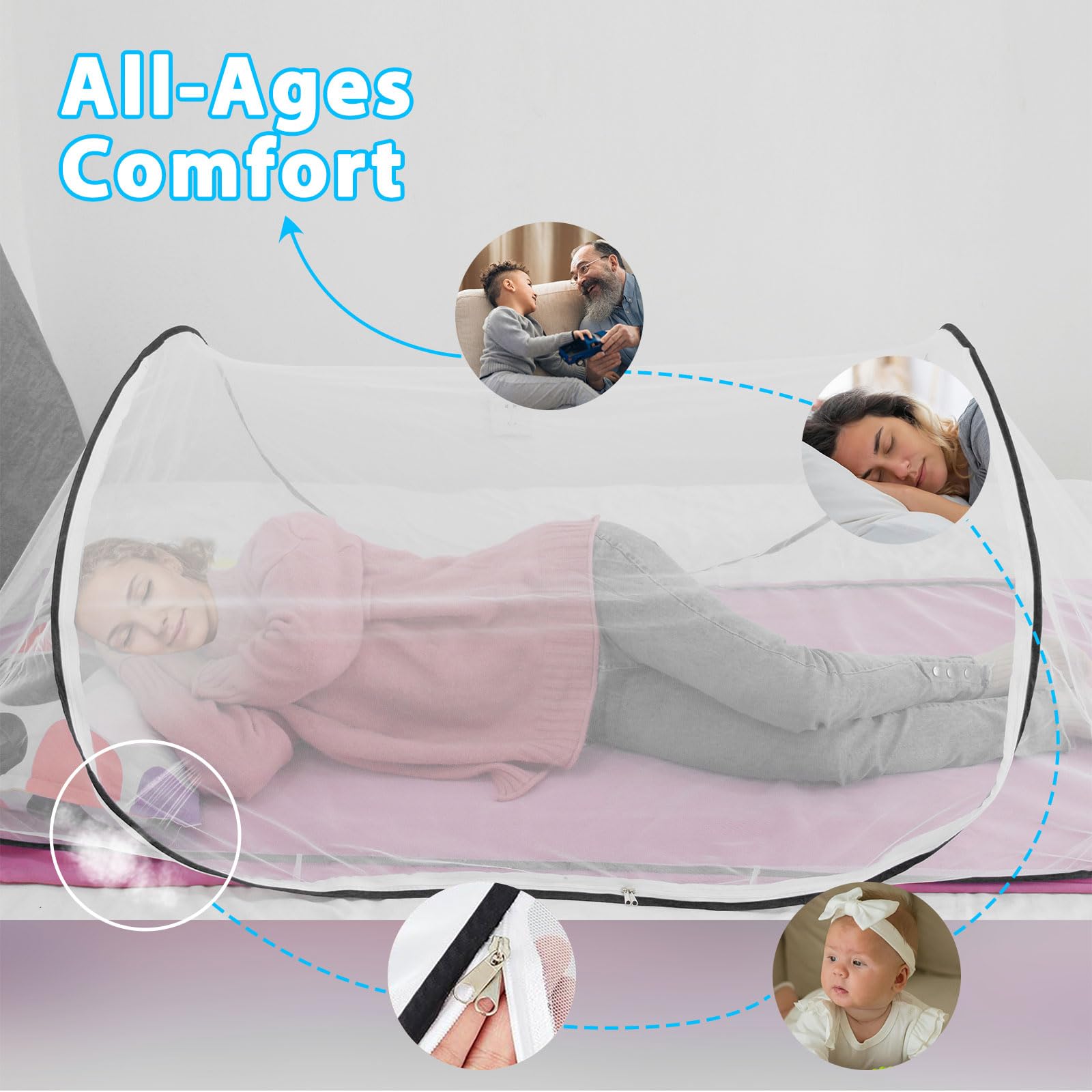 Moskitonetz Pop Up, 200 x 80 x 56 cm Faltbares Mückennetz, Tragbares Campingzelt Moskitonetz Bett für Bett, Reisen,Outdoor Campin Bequem, Schnell und Tragbar