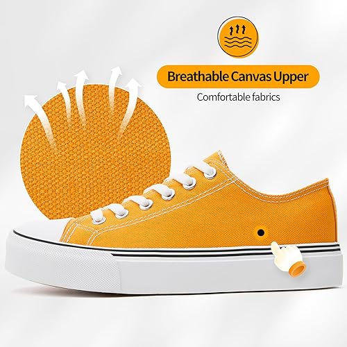 Miniatura 4 de ZGR - Zapatillas de tenis blancas para mujer, con cordones, de lona, zapatillas casuales de lona para caminar