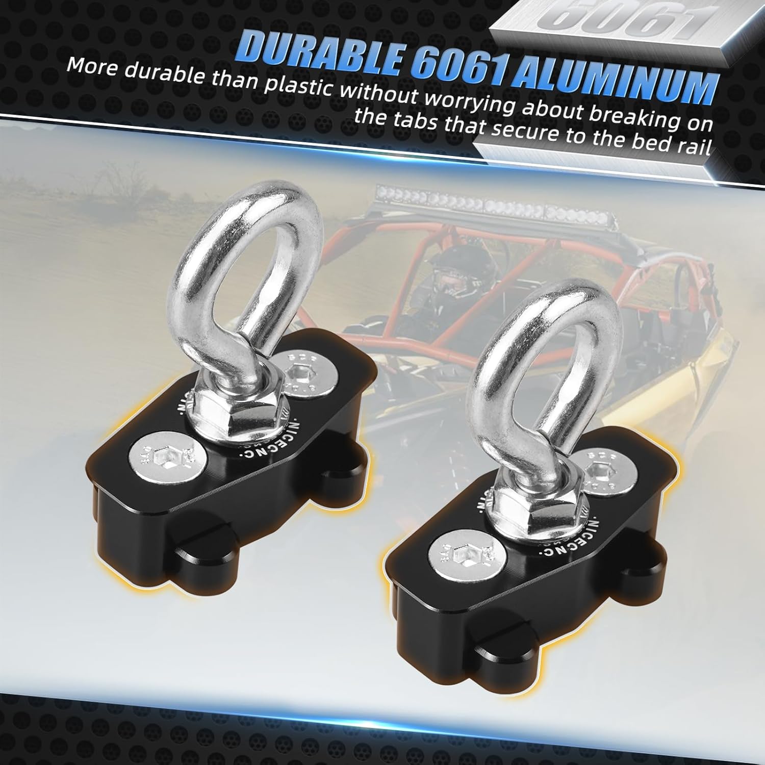 NICECNC 2PCS Lock Tie Down Anchors Aluminum Compatible with Can Am X3 2017-2020, X3 R 2018-2019, X3 RR XDS 2021, X3 900 DPS HO 2018, Match Part# 715006590, See Fitments