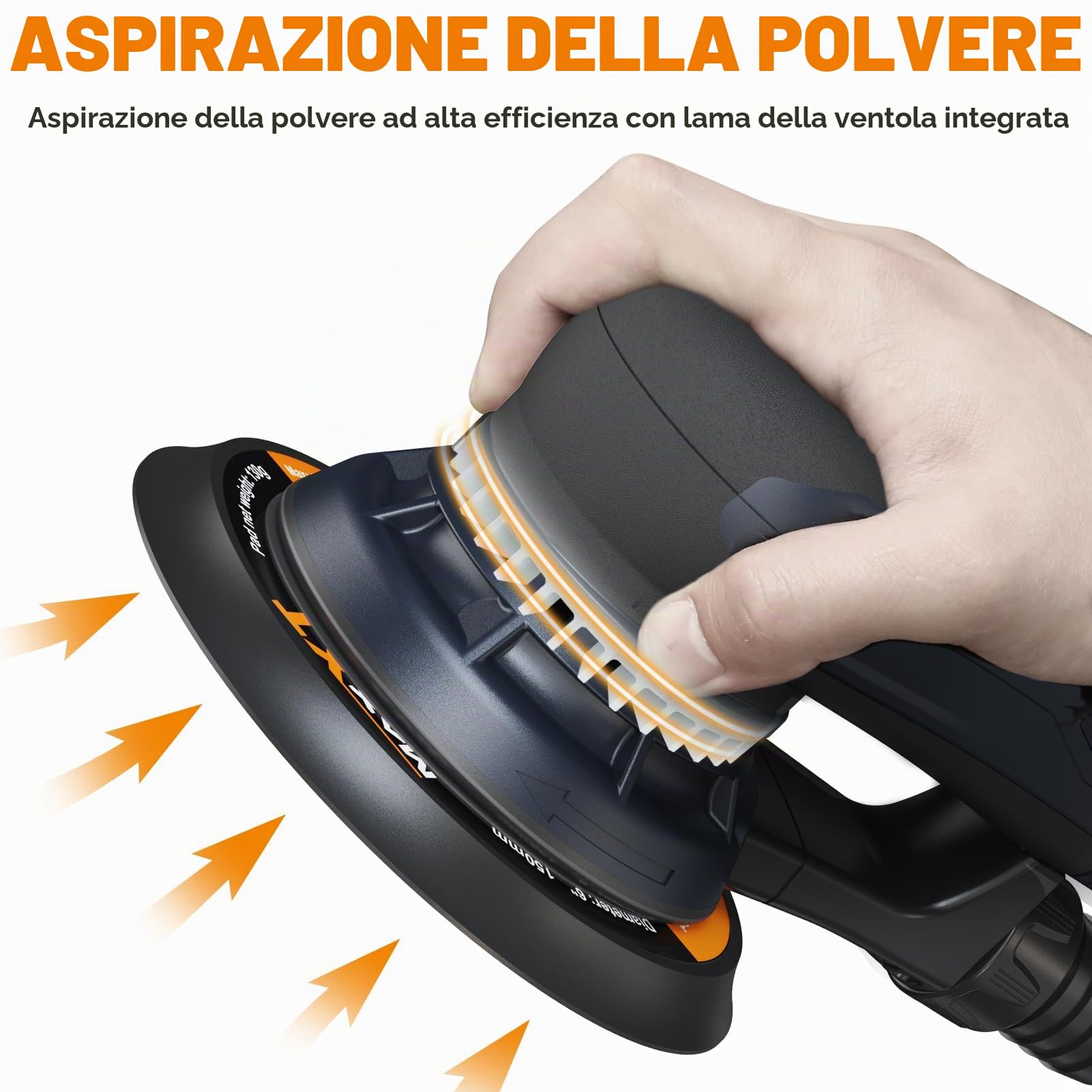 MAXXT 2,5mm Levigatrice orbitale, 350 W 6 Velocità Variabili 4000-10000 RPM levigatrice rotorbitale, senza spazzole, levigatrice elettrico utilizzata per la lucidatura del legno