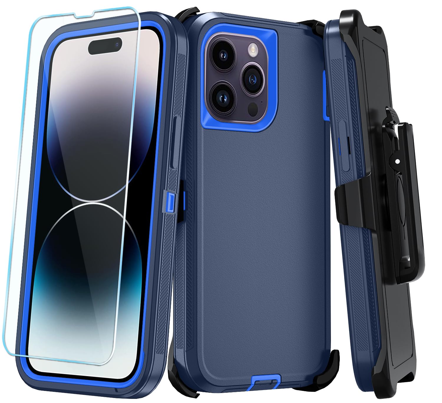 ouyncase Phone Case for iPhone 14 Pro Case with HD Screen Protector, Heavy Duty Shockproof & DustProof & Dropproof 3-Layer...