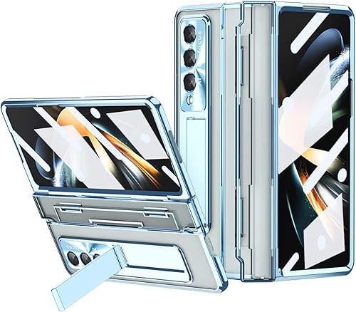 Funda para Galaxy Z Fold 6, 4 en 1, de piel, con bisagra magnética con soporte, protección de lente, soporte para S Pen y protector de pantalla,