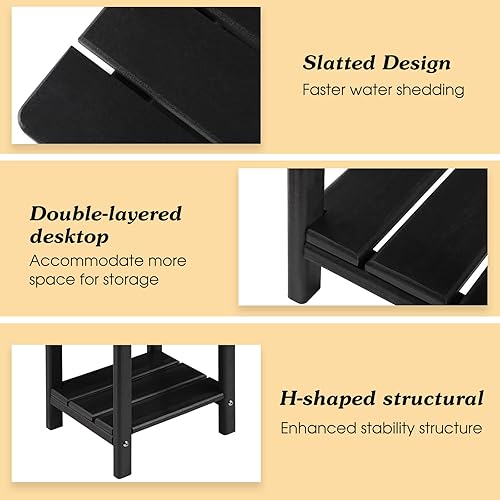 Miniatura 4 de Adirondack - Mesa auxiliar para exteriores, mesa auxiliar de patio resistente de 2 niveles, resistente a la intemperie, mesa auxiliar sólida de 16.5