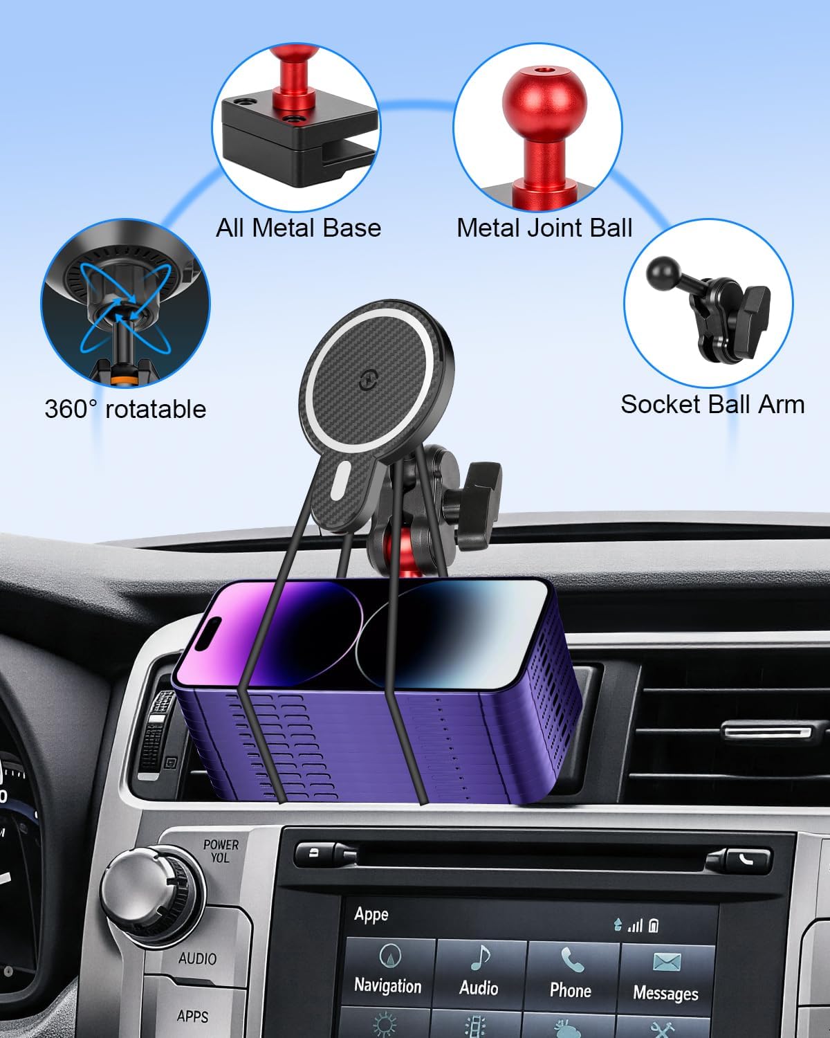 PZK Metal Car Phone Holder for Toyota 4Runner 2010-2024 5th Gen Accessories image 5