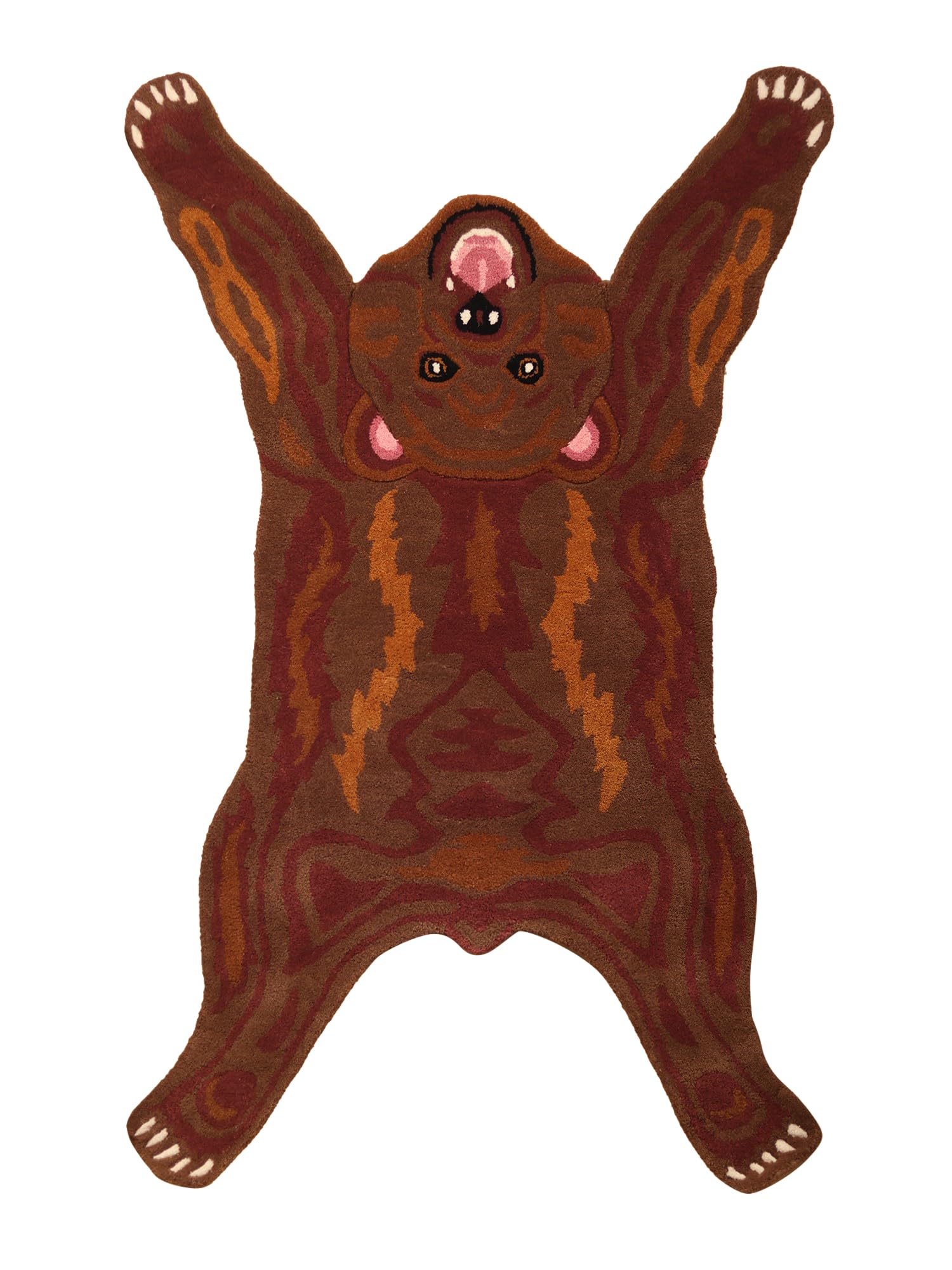 Exotic India Yoga Asana Mat for Exercise Hand-Tufted Bear Shaped Wool Cotton all Purpose Fitness and Workout Mat