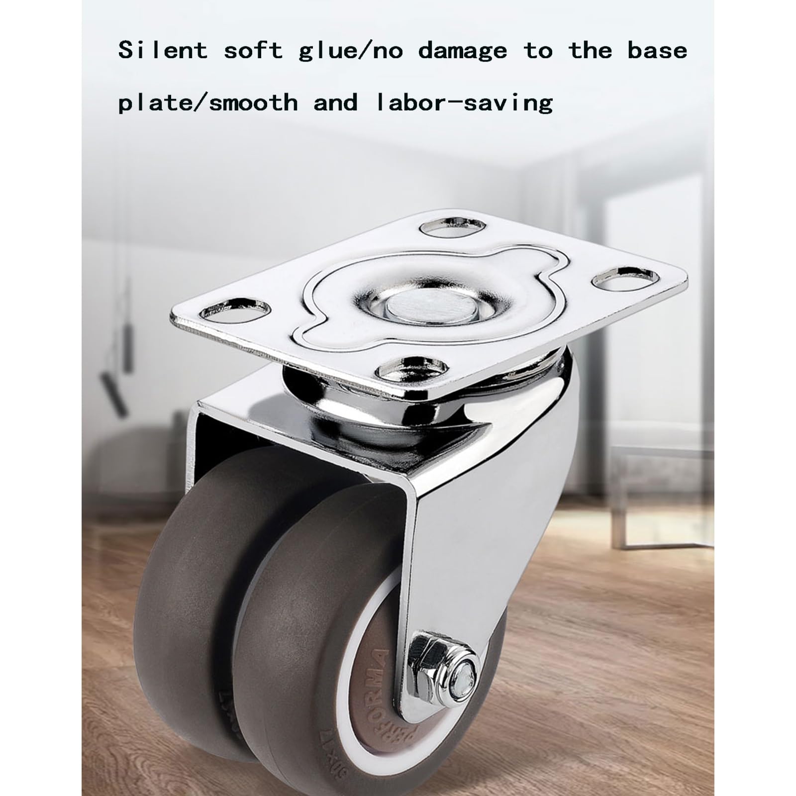 Wytrzymały, cichy, uniwersalny hamulec, podwójny hamulec, wielokierunkowe koło pasowe do przemysłowego wózka na przyczepie z płaską platformą(1.5inch,Brake wheel)
