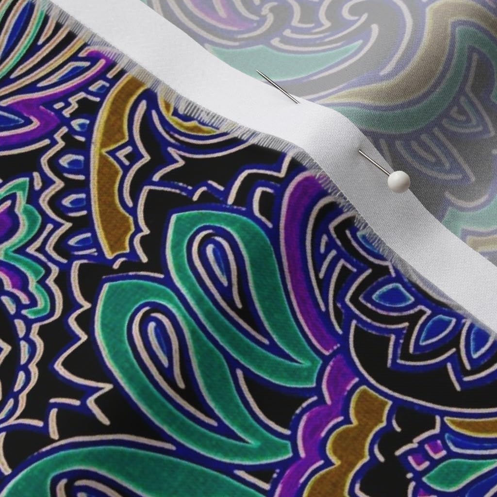 Spoonflower Fabric - Peacock Paisley Gold Teal Purple Printed on Organic Cotton Sateen Fabric by The Yard - Sewing Quilting Apparel Home Decor