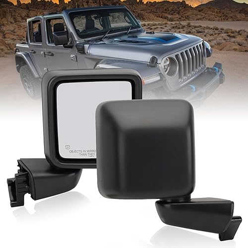 Miniatura 10 de Espejo lateral del conductor para Jeep Wrangler JL 2018-2023, 2020, 2021, 2022, 2023, Gladiator JT, montaje de espejo con calefacción, plegable