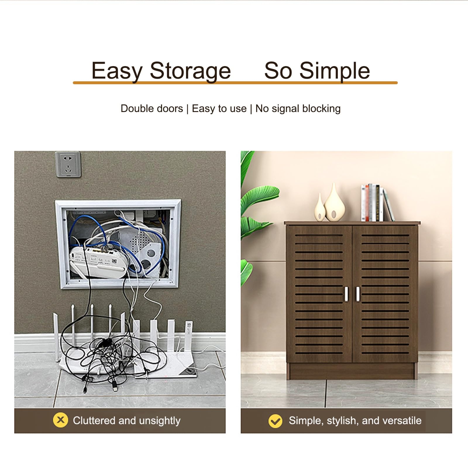GSATREY Armoire de rangement pour routeur WiFi sans perçage pour routeur et câbles, parfaite pour chambre à coucher et salon (60 x 70 x 30 cm)