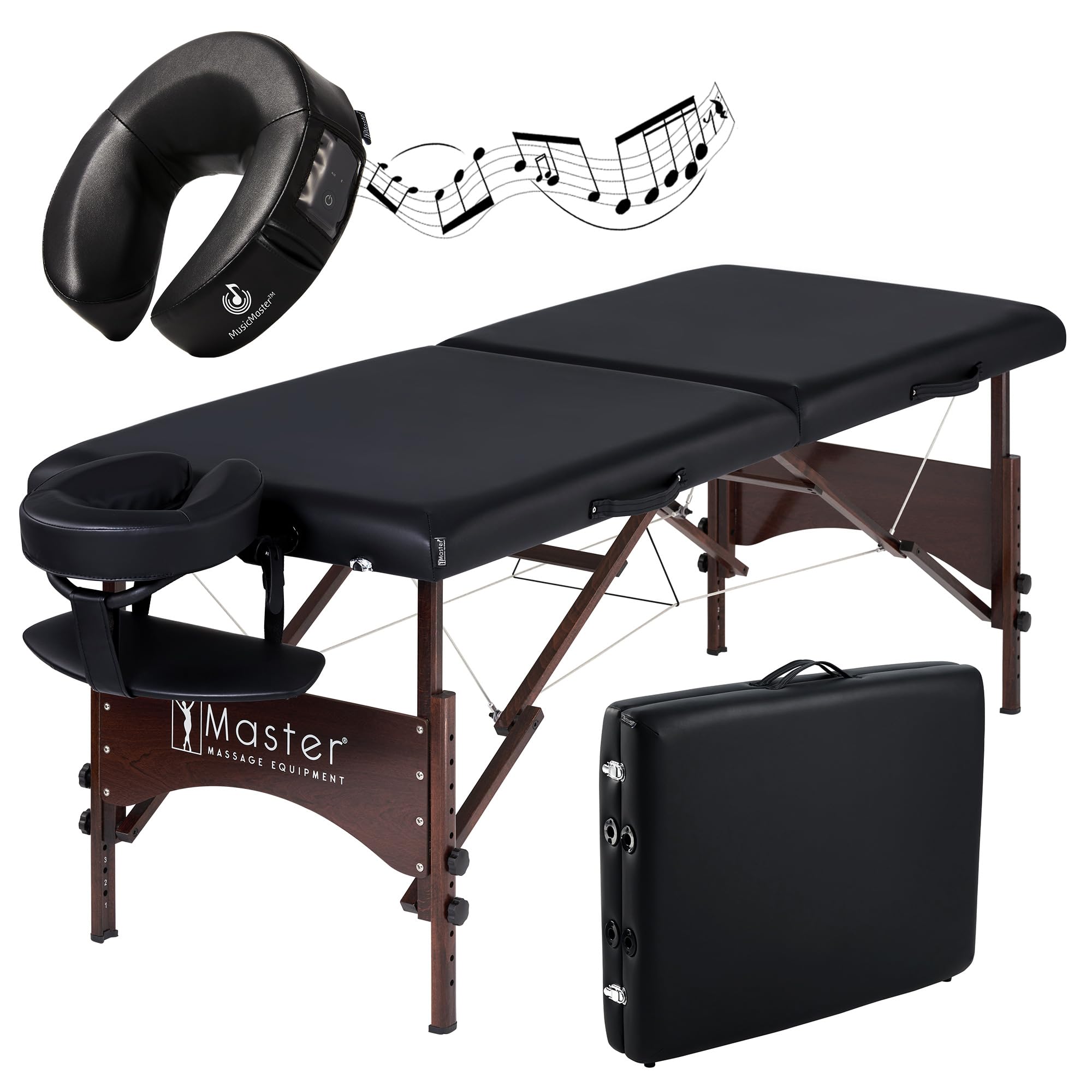 Table de massage pliable 71 cm mobile en bois de noyer avec haut-parleur Bluetooth