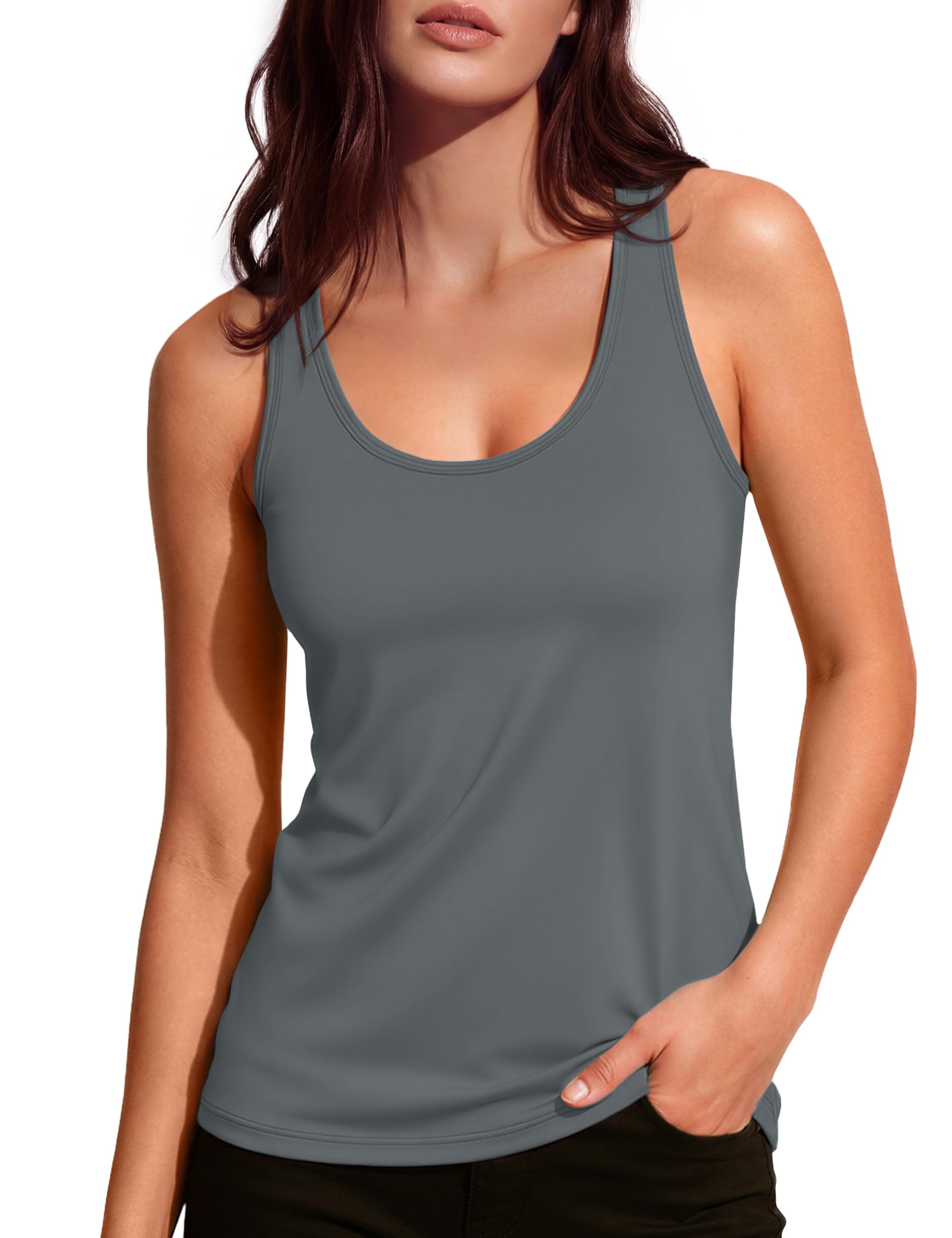 MAGCOMSEN Tank Top Damen Leicht Achselshirt Ärmellos Quick Dry Sport T-Shirt Laufen Fitness Sommershirt Outdoor Funktionsshirt