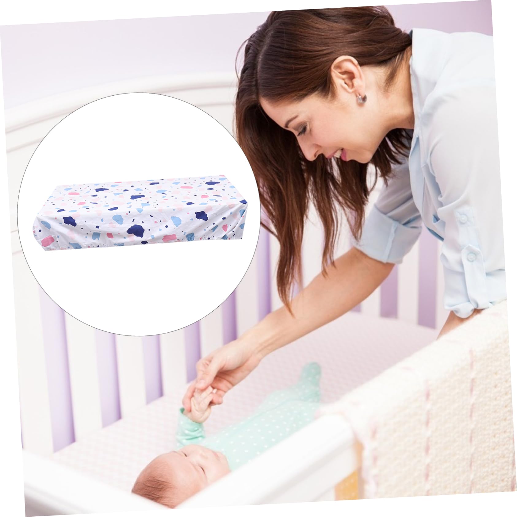 KOMBIUDA 1Pc Pure Cotton Cartoon Fitted Bedspread with Elastic Band Skid Crib Bed Breathable Lightweight for Cozy Sleep Environment Safe Printing High Color Fastness