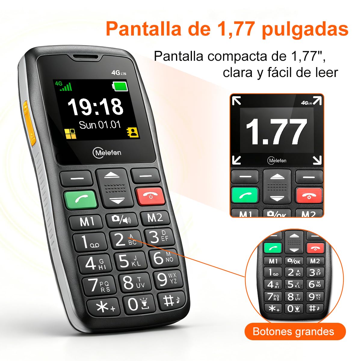 Teléfono 4G para Mayores,Teclas Grandes,SOS,Base de Carga,Fácil de Usar | Cellulare 4G adatto agli anziani,con volume alto,composizione rapida con un tasto,doppia ricarica grande e sblocco scorrendo