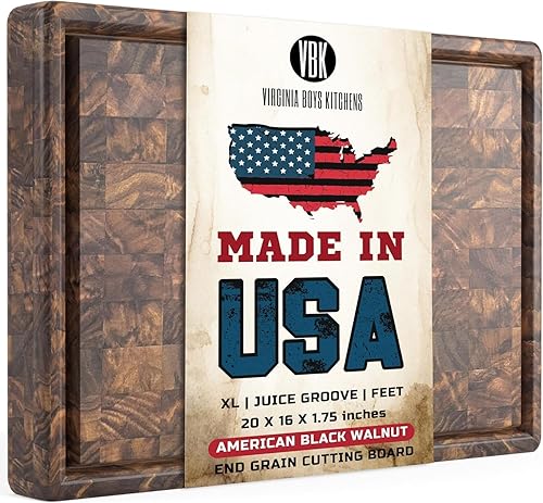 Miniatura 6 de Fabricado en Estados Unidos - Tablas de cortar de madera de nogal (grano final de 20 x 16 pulgadas con patas y ranura para jugo)