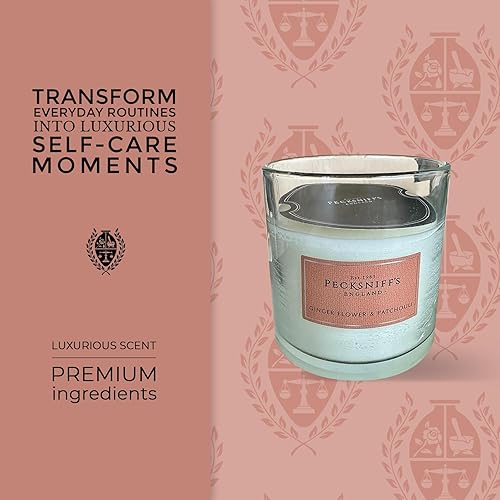 Miniatura 2 de Pecksniff's Vela perfumada clásica de flor de jengibre y pachulí Vela de 3 mechas con cubierta antipolvo 19.4 onzas