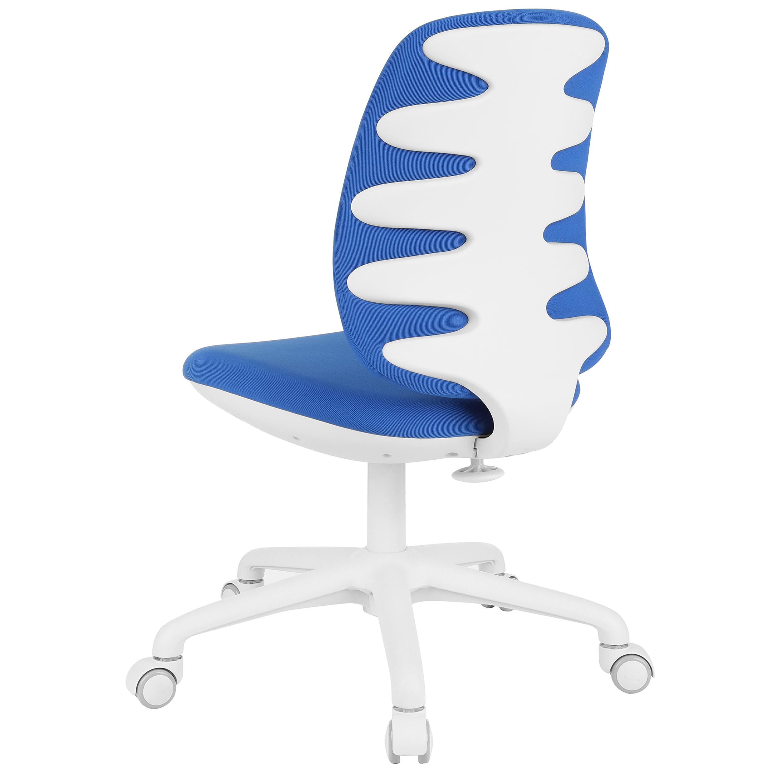Drehstuhl für Kinder und Jugendliche Active White, Rückenlehne mit Tiefenverstellung, ergonomische Rillen an der Rückenlehne, maximale Belastung bis 150 kg, korrekte Sitzhaltung. (White/Blue)