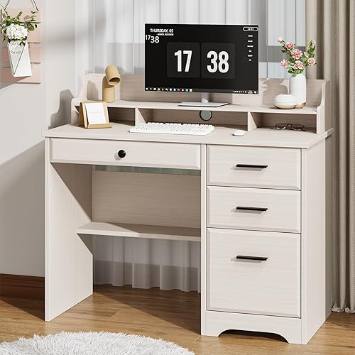 Escritorio para computadora con cajones y estante para la cabaña escritorio de oficina en casa con cajones de almacenamiento estación de trabajo